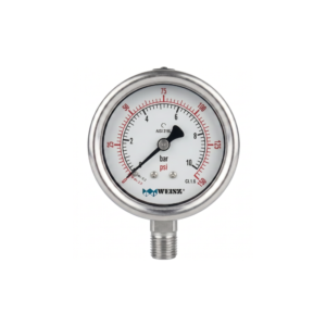 Manómetro inoxidable 63mm (2.5") / Conexion posterior 1/4" NPTM